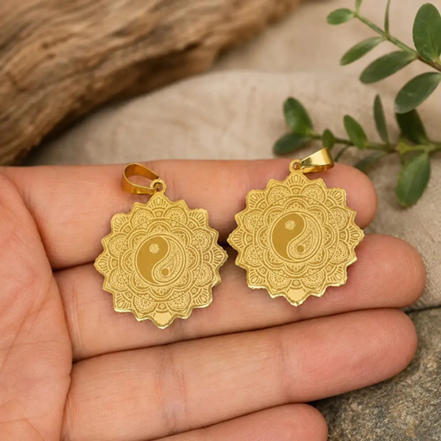 Set De 2 Dijes Para Hombre Y Mujer Flor De La Vida Yin Yang 2