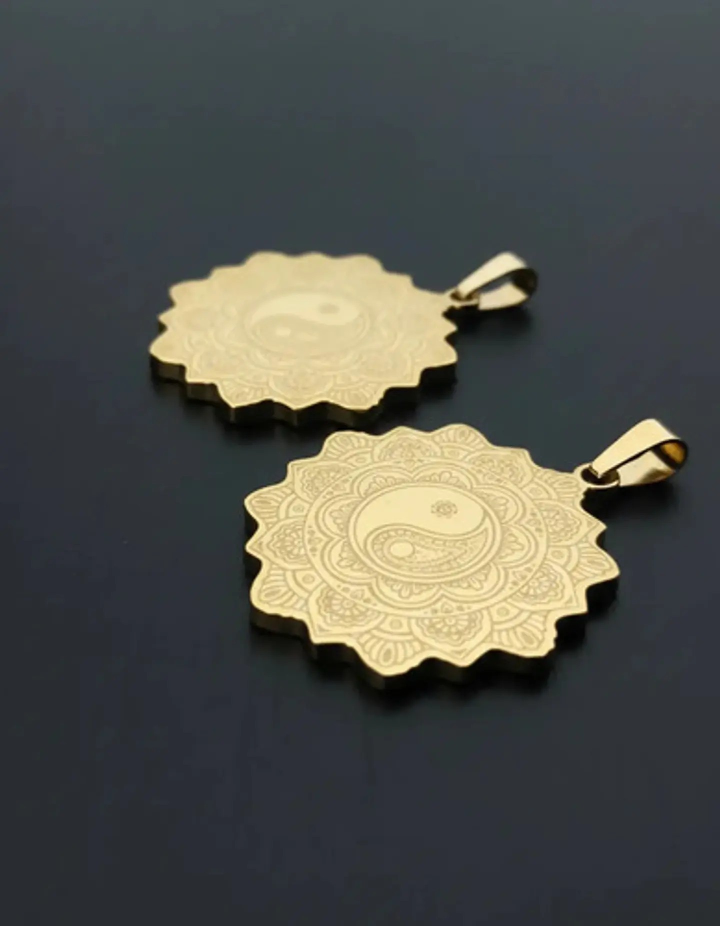 Set De 2 Dijes Para Hombre Y Mujer Flor De La Vida Yin Yang 9