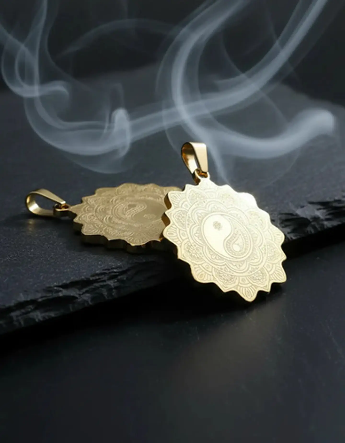 Set De 2 Dijes Para Hombre Y Mujer Flor De La Vida Yin Yang 10