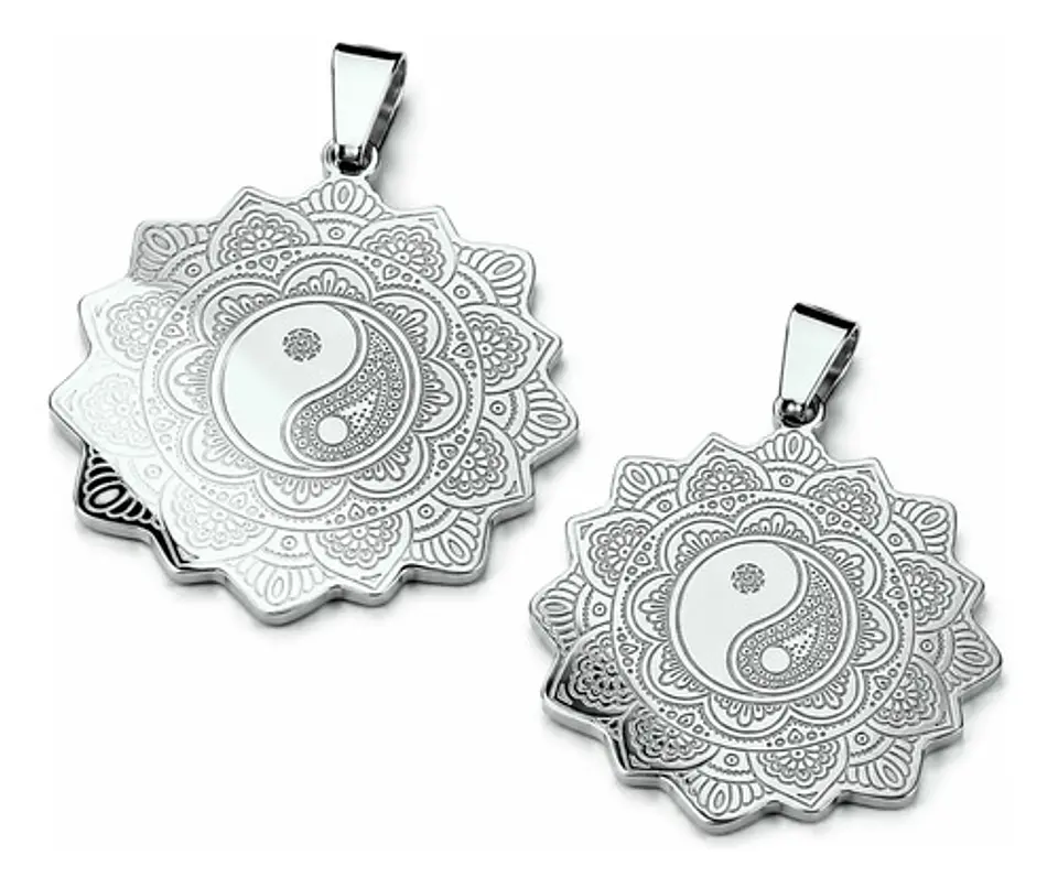 Set De 2 Dijes Para Hombre Y Mujer Flor De La Vida Yin Yang 11