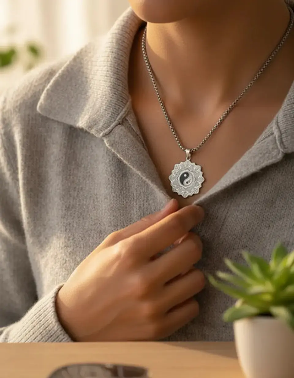 Set De 2 Dijes Para Hombre Y Mujer Flor De La Vida Yin Yang 12