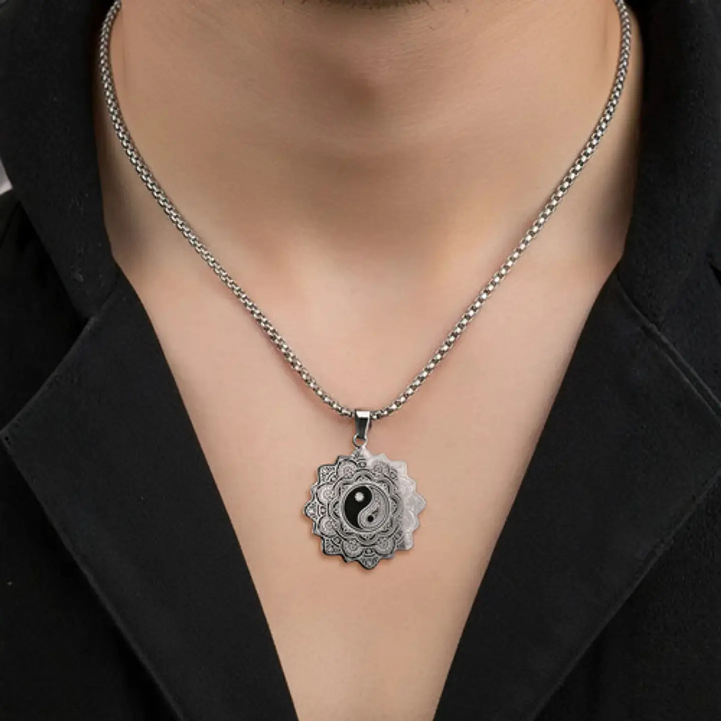 Set De 2 Dijes Para Hombre Y Mujer Flor De La Vida Yin Yang 14