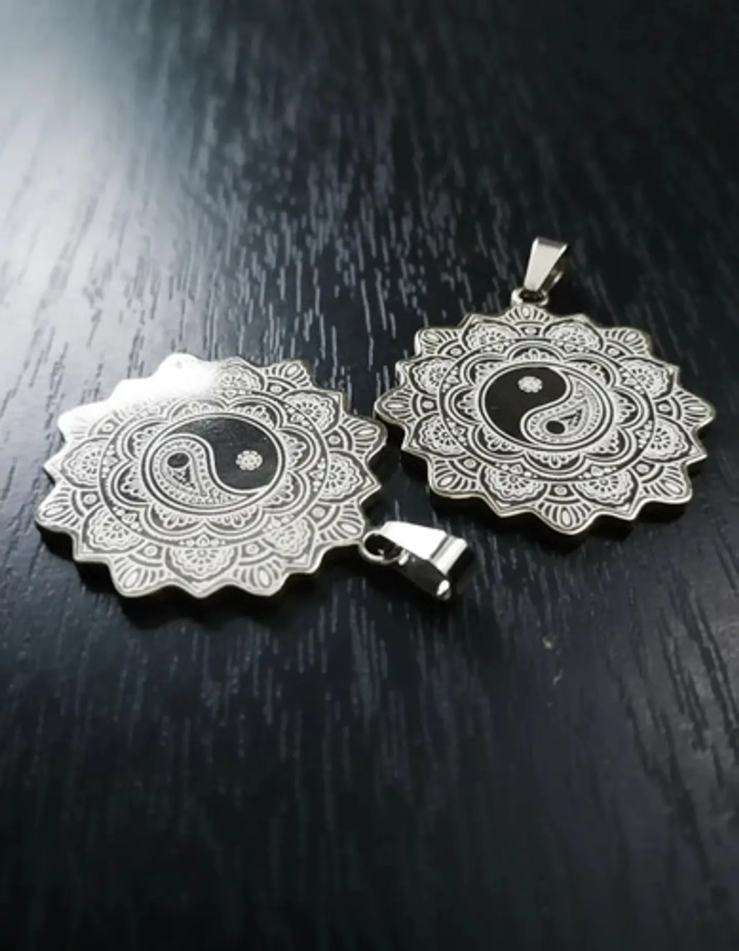 Set De 2 Dijes Para Hombre Y Mujer Flor De La Vida Yin Yang 15