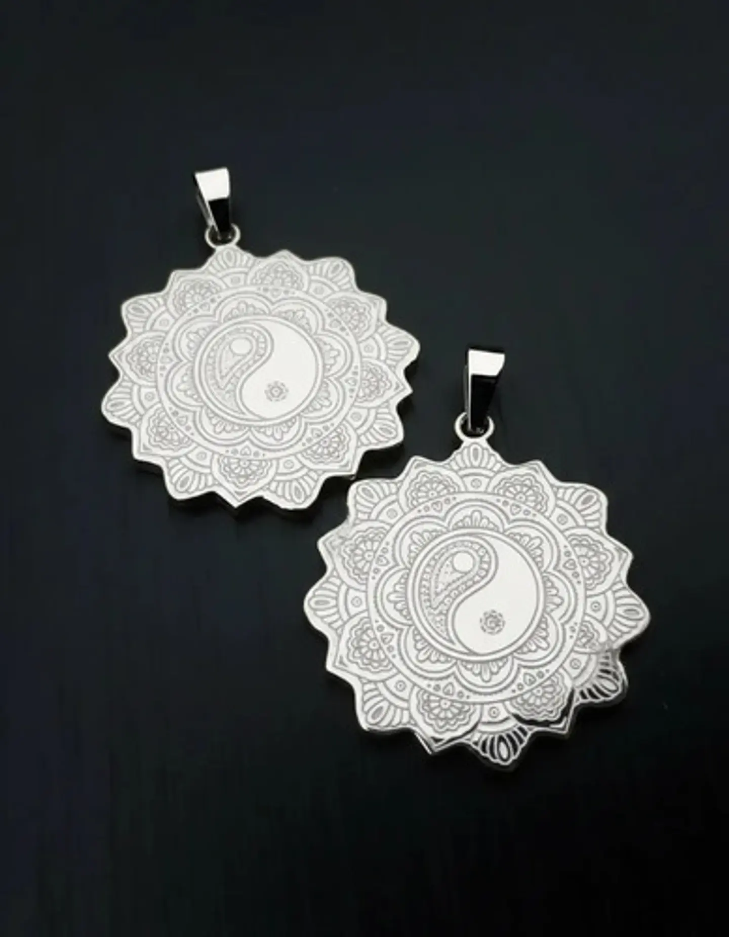 Set De 2 Dijes Para Hombre Y Mujer Flor De La Vida Yin Yang 18