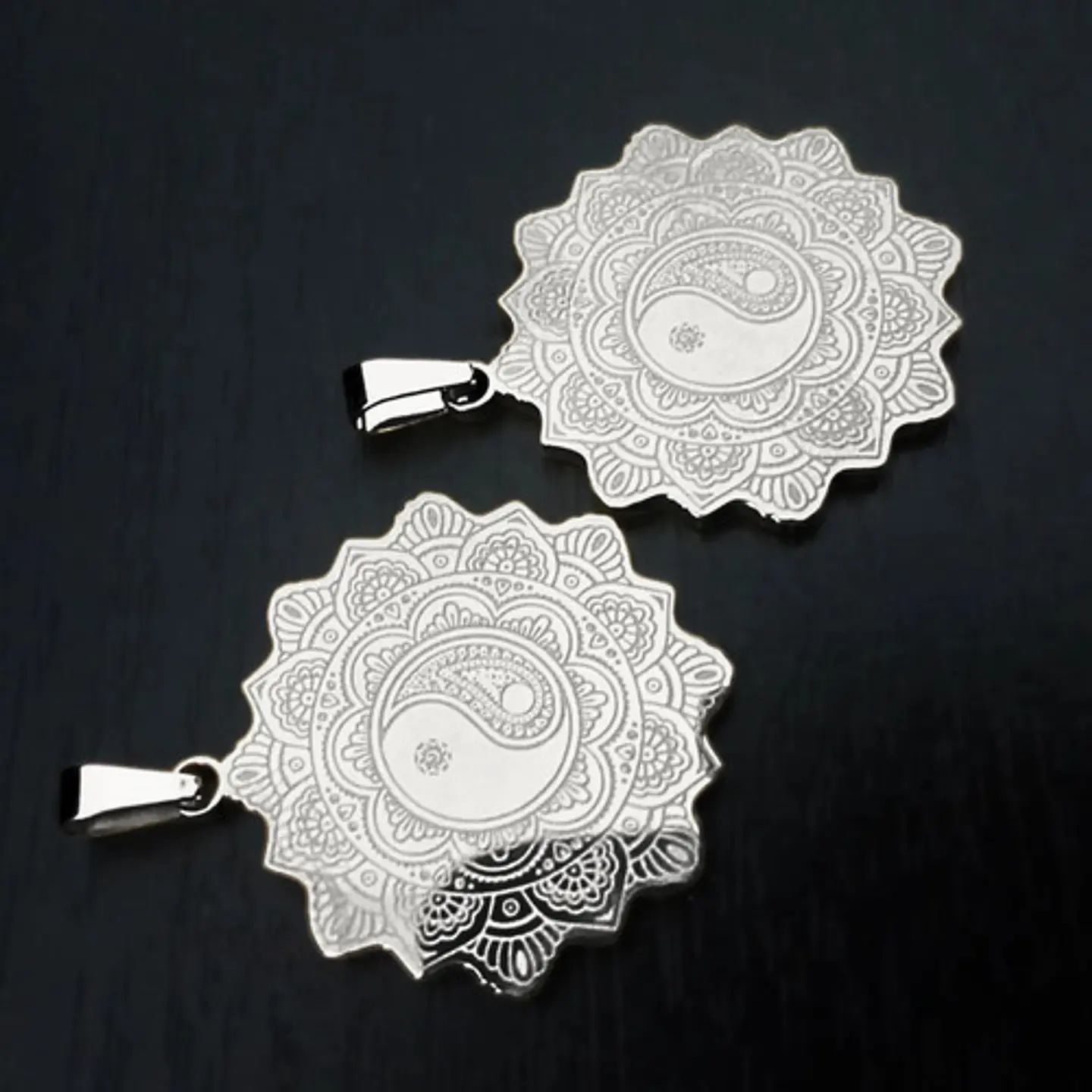 Set De 2 Dijes Para Hombre Y Mujer Flor De La Vida Yin Yang 19