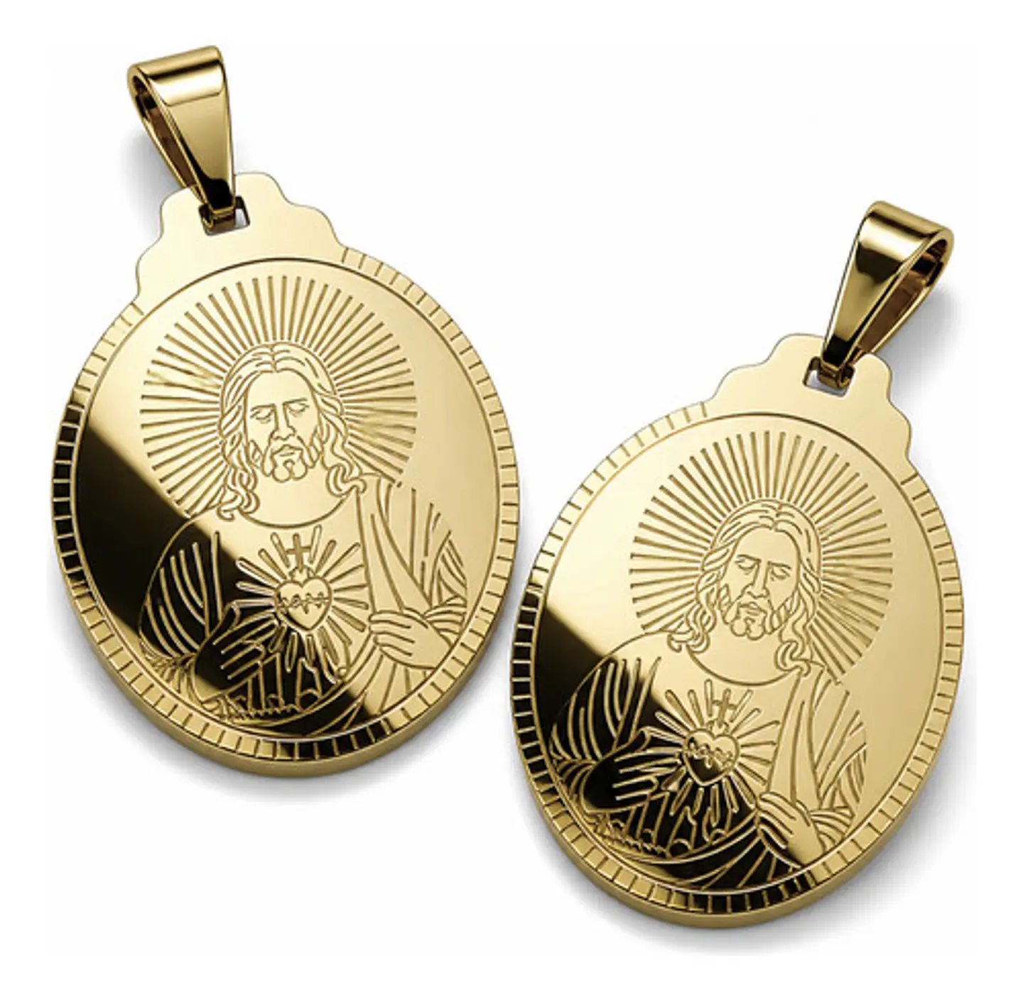 Pack X2 Para Hombres Mujer Medallas Sagrado Corazón De Jesús 1