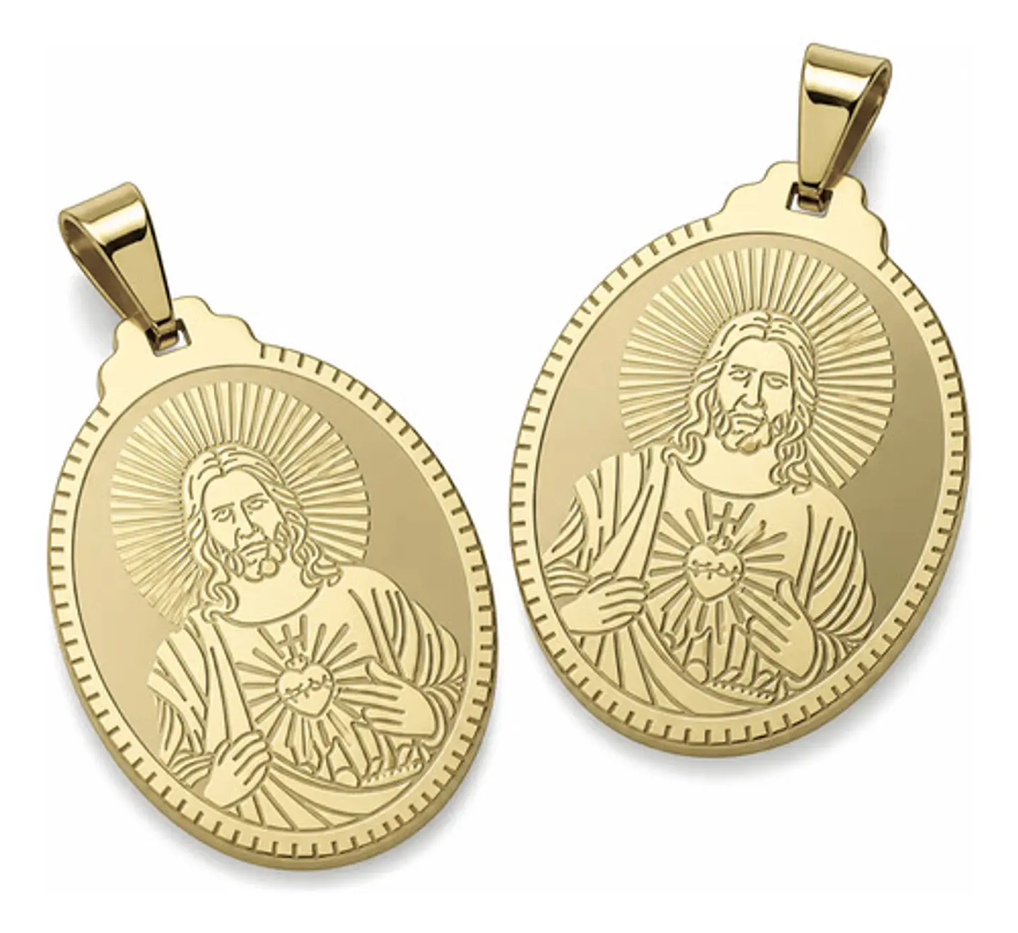 Pack X2 Para Hombres Mujer Medallas Sagrado Corazón De Jesús 2