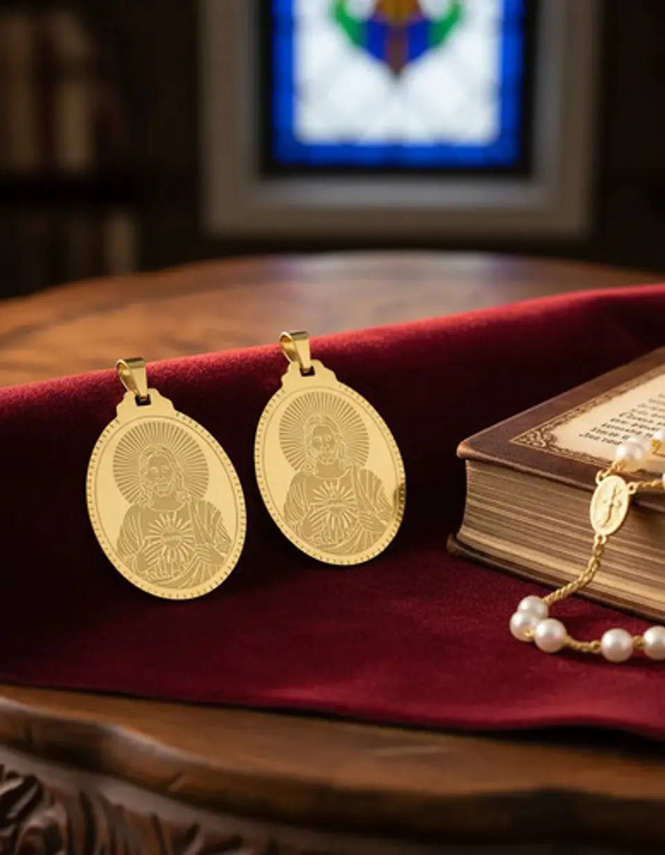Pack X2 Para Hombres Mujer Medallas Sagrado Corazón De Jesús 4