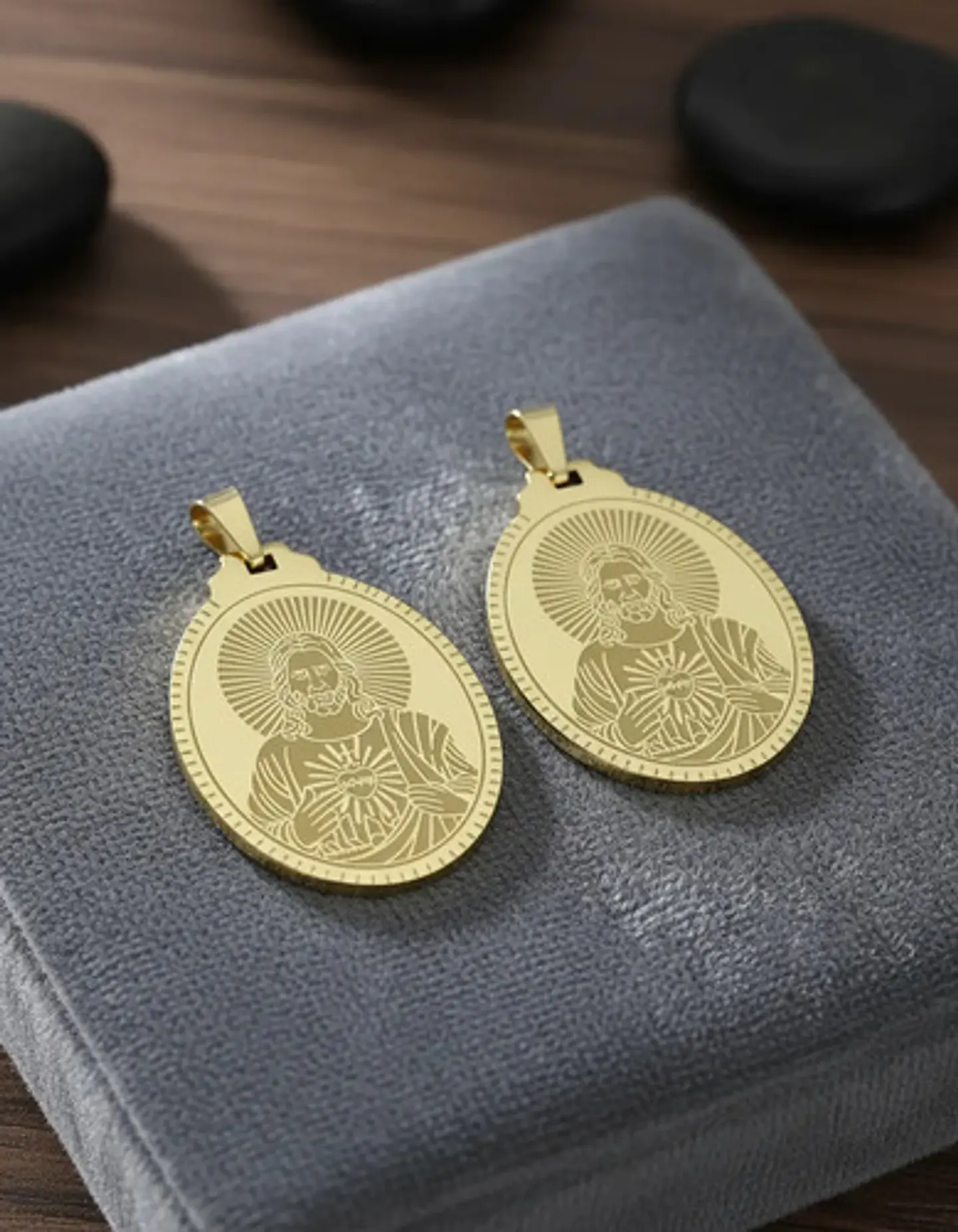 Pack X2 Para Hombres Mujer Medallas Sagrado Corazón De Jesús 5
