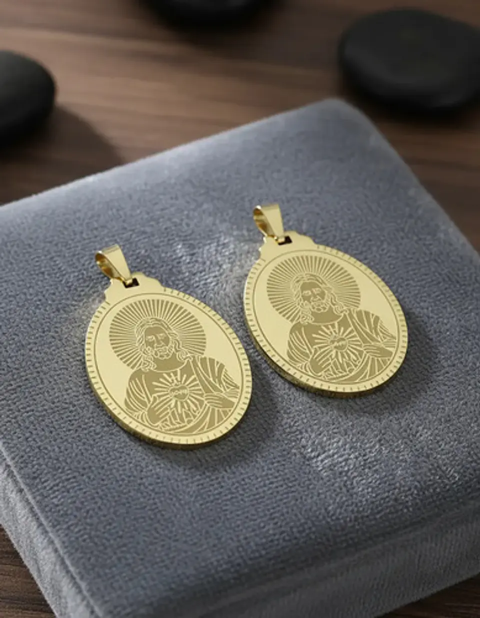 Pack X2 Para Hombres Mujer Medallas Sagrado Corazón De Jesús 5