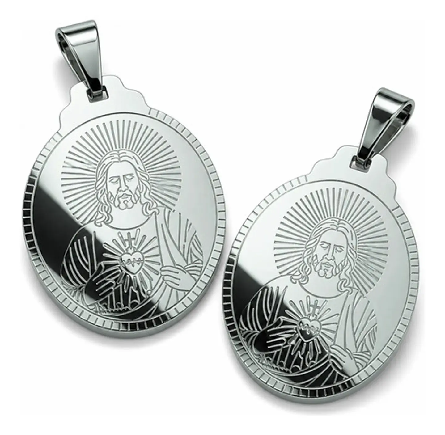 Pack X2 Para Hombres Mujer Medallas Sagrado Corazón De Jesús 9