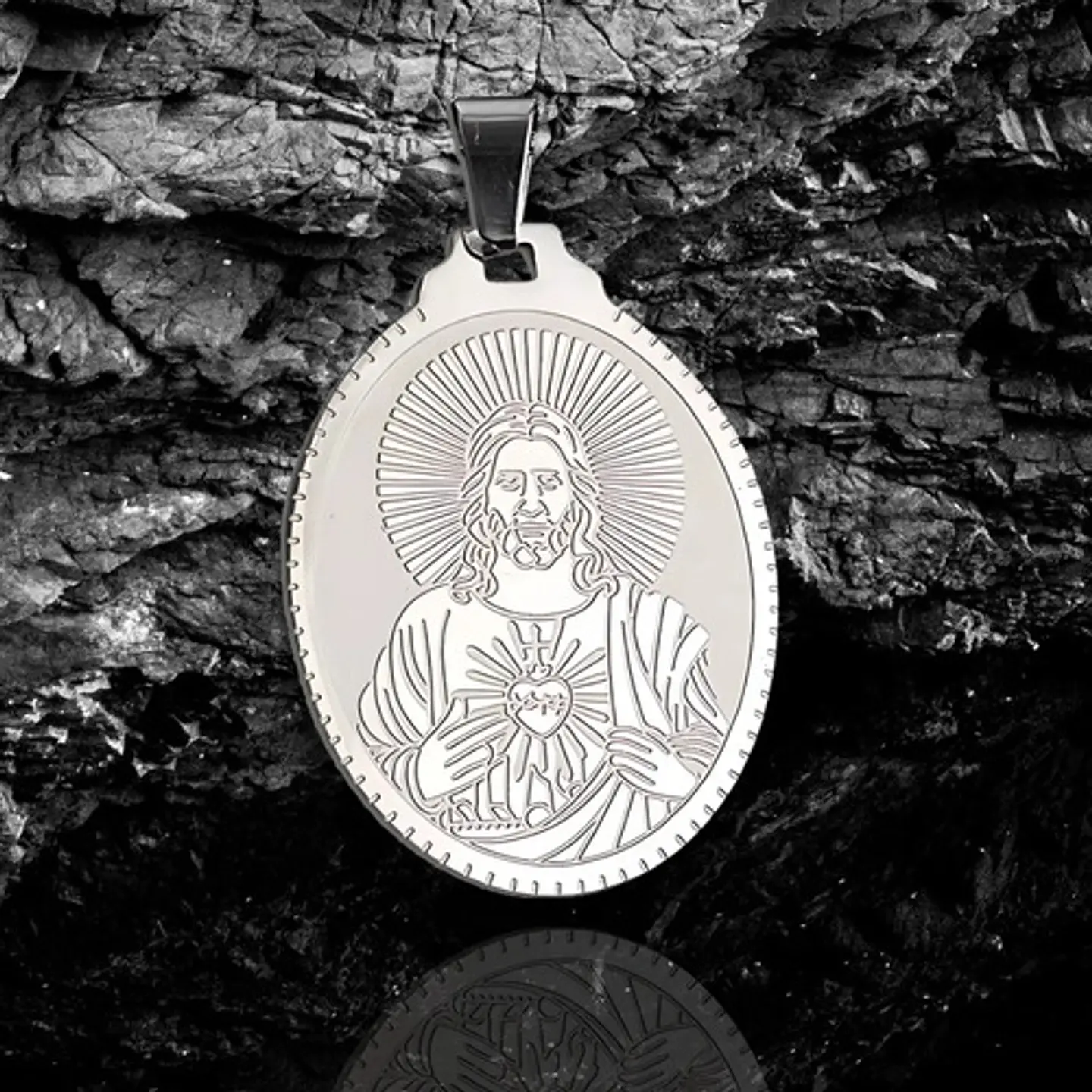 Pack X2 Para Hombres Mujer Medallas Sagrado Corazón De Jesús 15