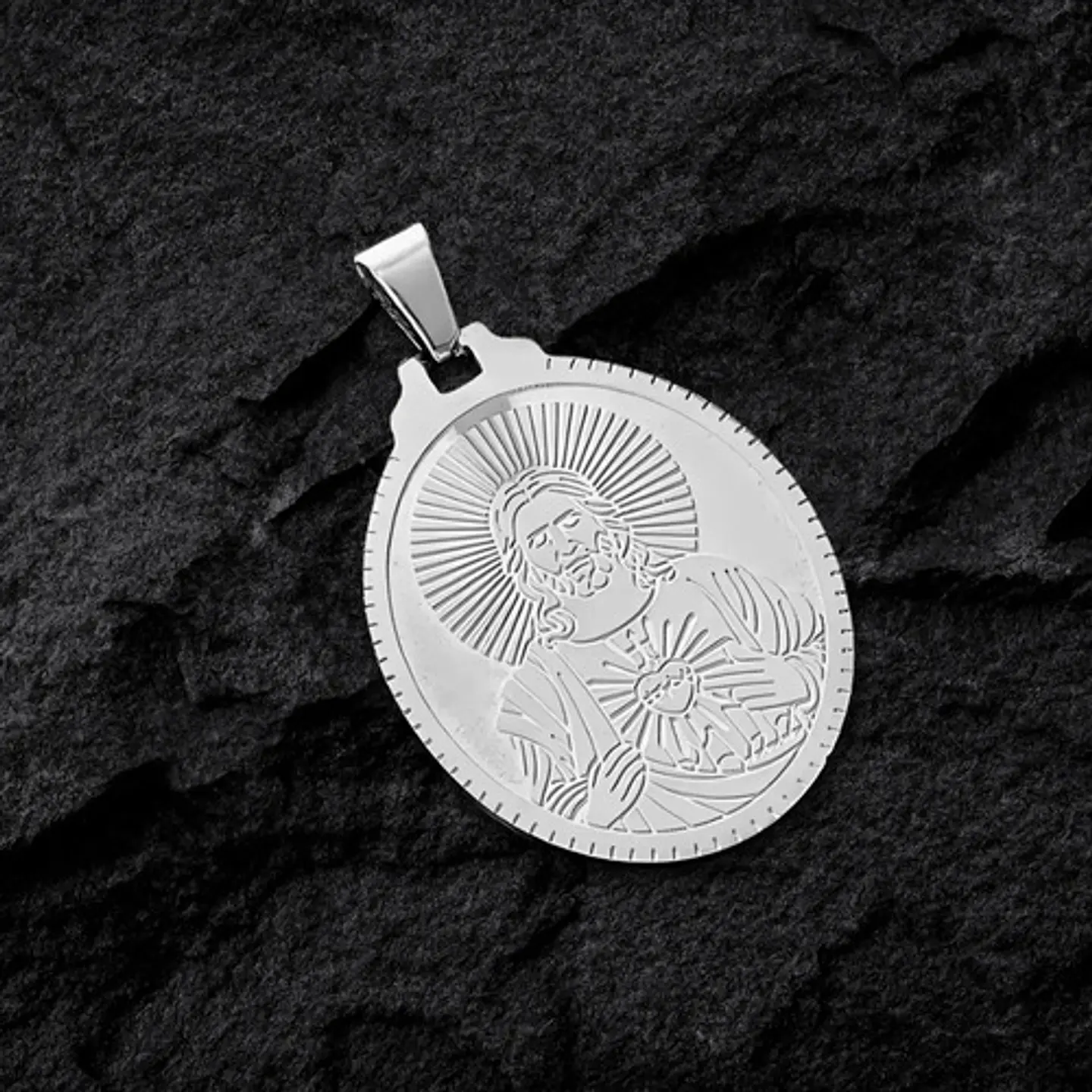 Pack X2 Para Hombres Mujer Medallas Sagrado Corazón De Jesús 16