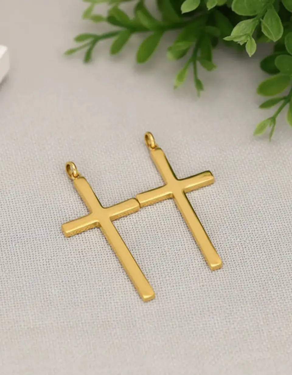 Pack X2 De Acero Para Hombre Y Mujer Dijes Cruz Minimalista 5