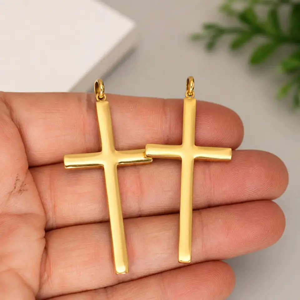 Pack X2 De Acero Para Hombre Y Mujer Dijes Cruz Minimalista 7