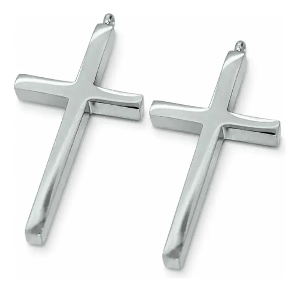Pack X2 De Acero Para Hombre Y Mujer Dijes Cruz Minimalista 11