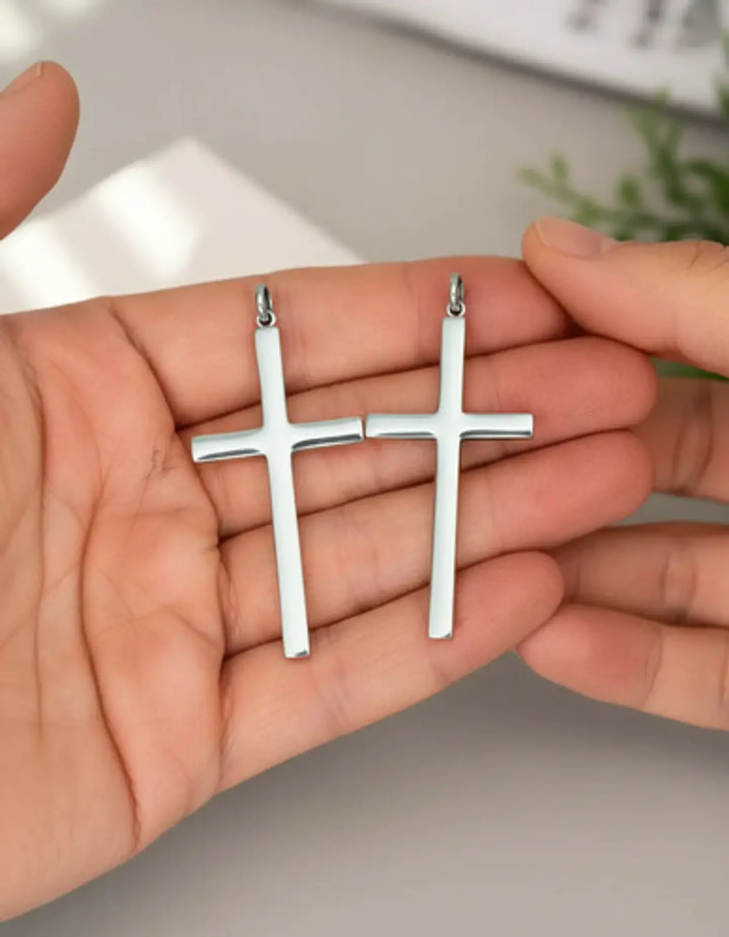 Pack X2 De Acero Para Hombre Y Mujer Dijes Cruz Minimalista 15