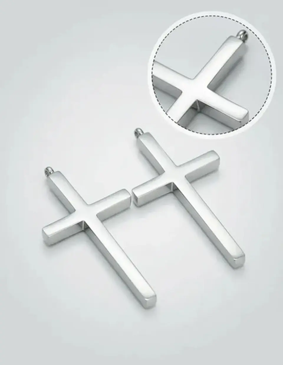 Pack X2 De Acero Para Hombre Y Mujer Dijes Cruz Minimalista 16