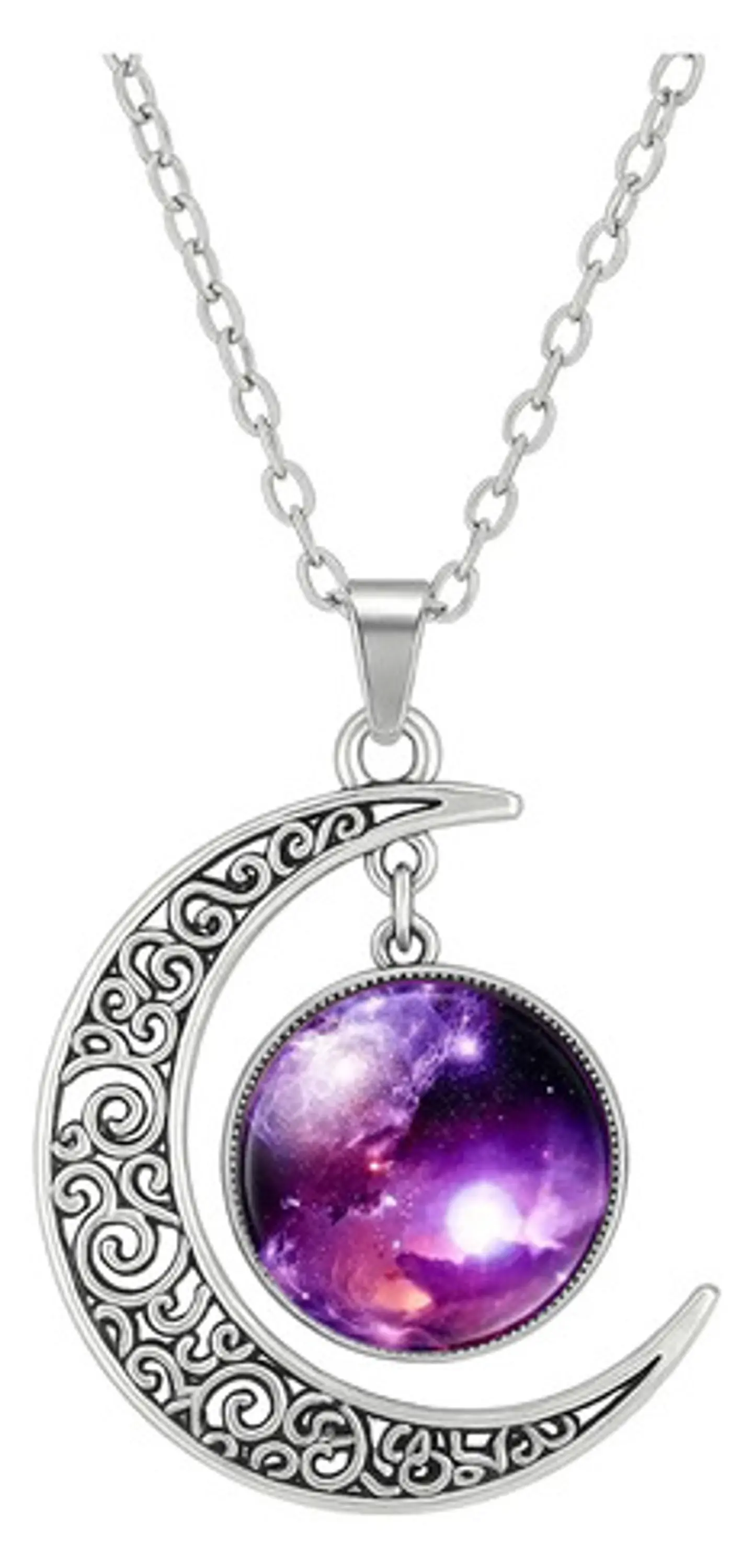 Collar Para Mujeres Dije Media Luna Constelaciones Galaxia 1