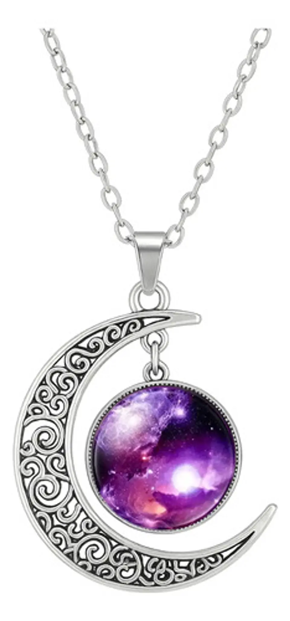 Collar Para Mujeres Dije Media Luna Constelaciones Galaxia 1