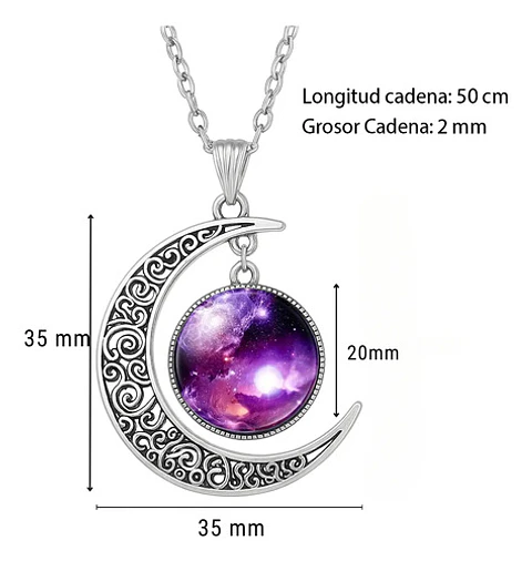 Collar Para Mujeres Dije Media Luna Constelaciones Galaxia