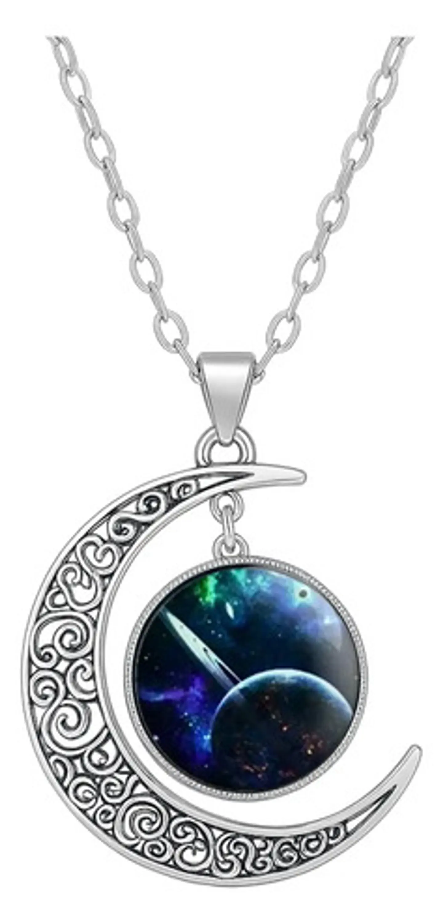 Collar Para Mujeres Dije Media Luna Constelaciones Galaxia 9