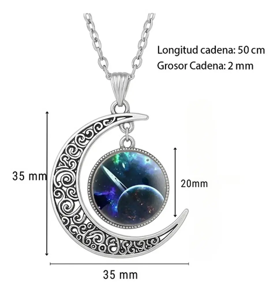 Collar Para Mujeres Dije Media Luna Constelaciones Galaxia 10