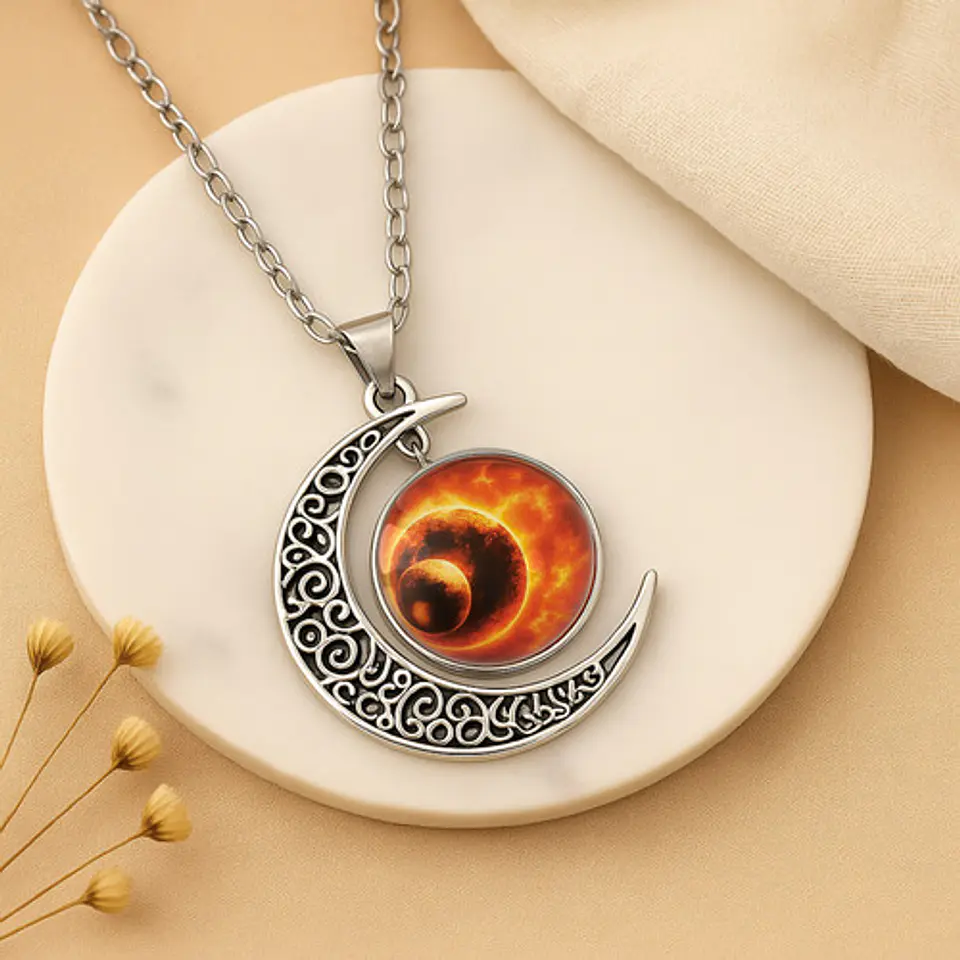Collar Para Mujeres Dije Media Luna Constelaciones Galaxia 19