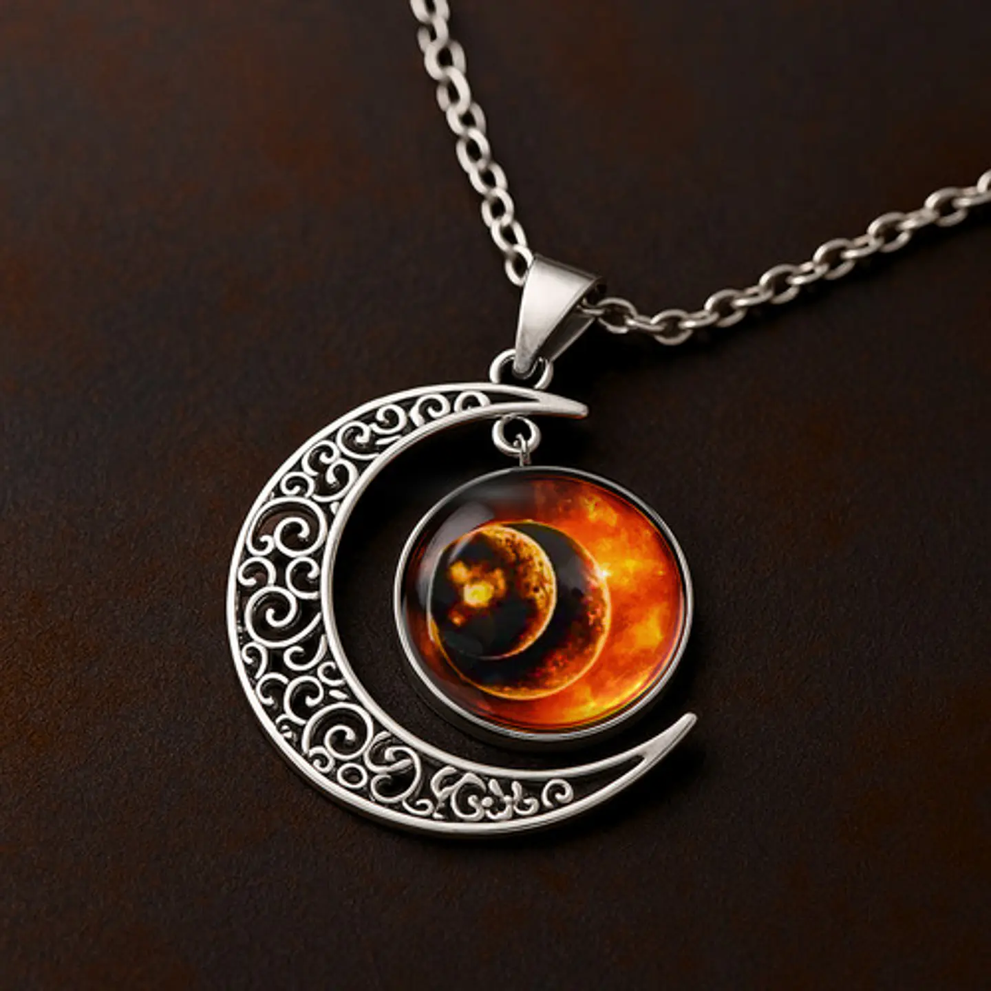 Collar Para Mujeres Dije Media Luna Constelaciones Galaxia 23