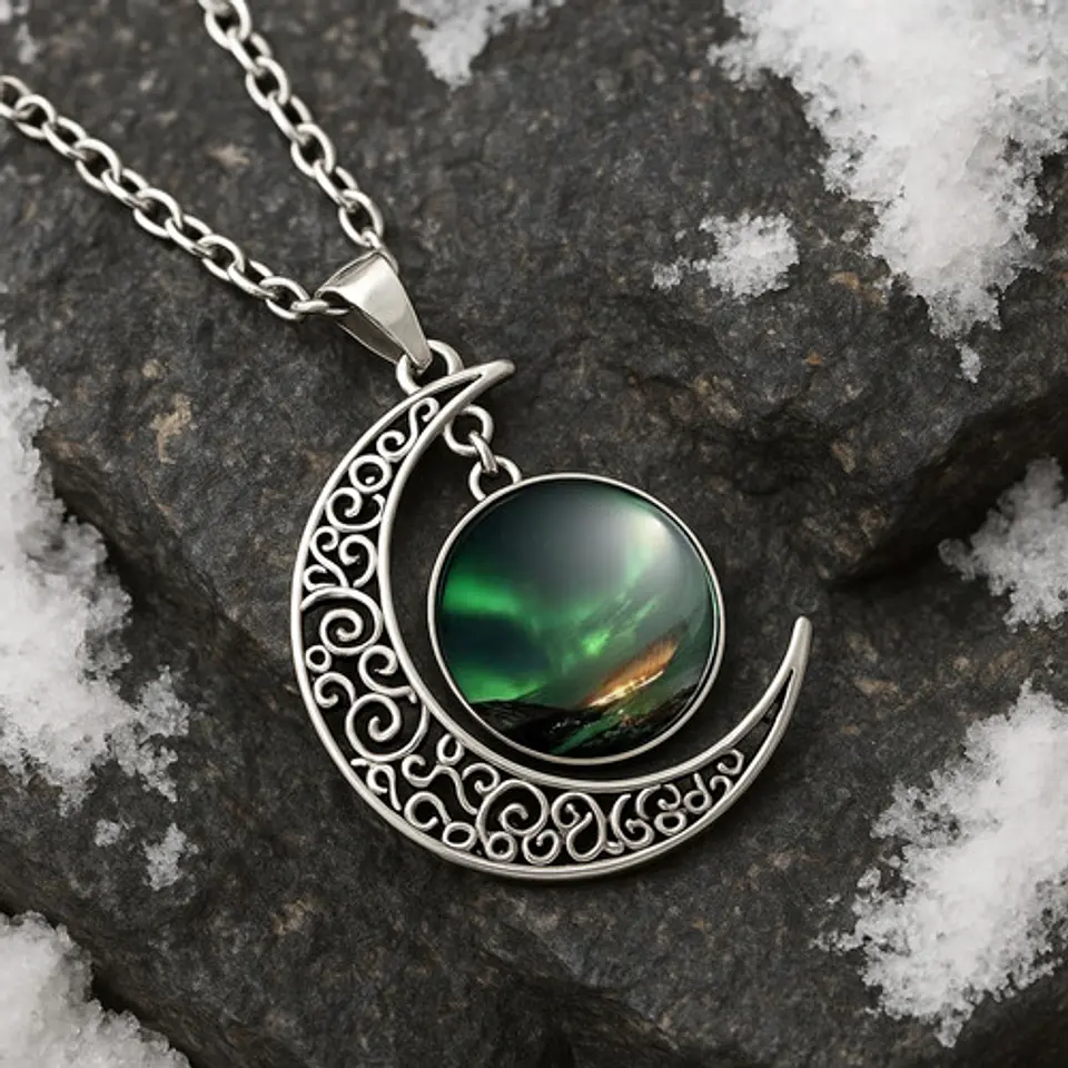 Collar Para Mujeres Dije Media Luna Constelaciones Galaxia 28