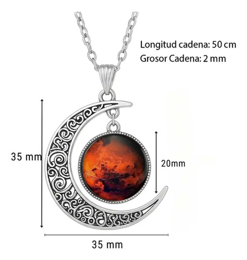 Collar Para Mujeres Dije Media Luna Constelaciones Galaxia 34