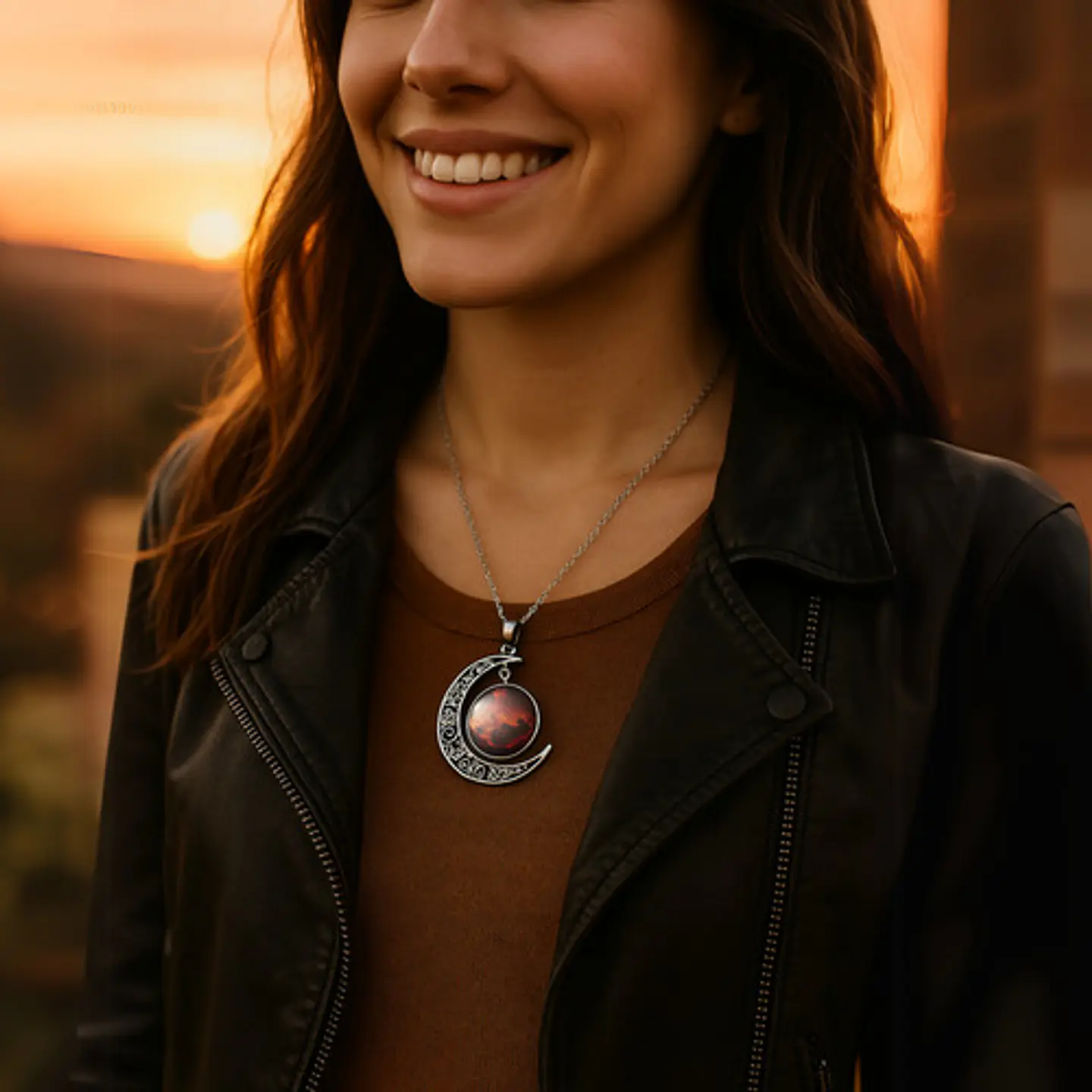 Collar Para Mujeres Dije Media Luna Constelaciones Galaxia 40