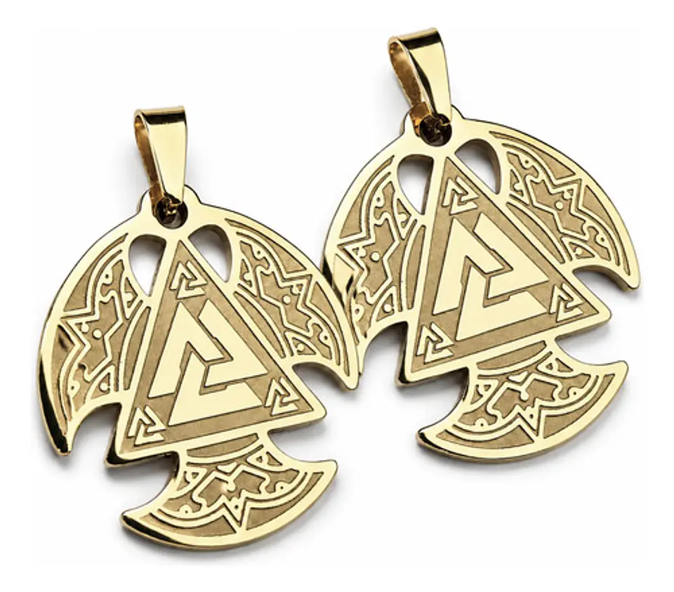 Pack X2 Vikingos De Acero Para Hombre Y Mujer Dijes Amuletos 1
