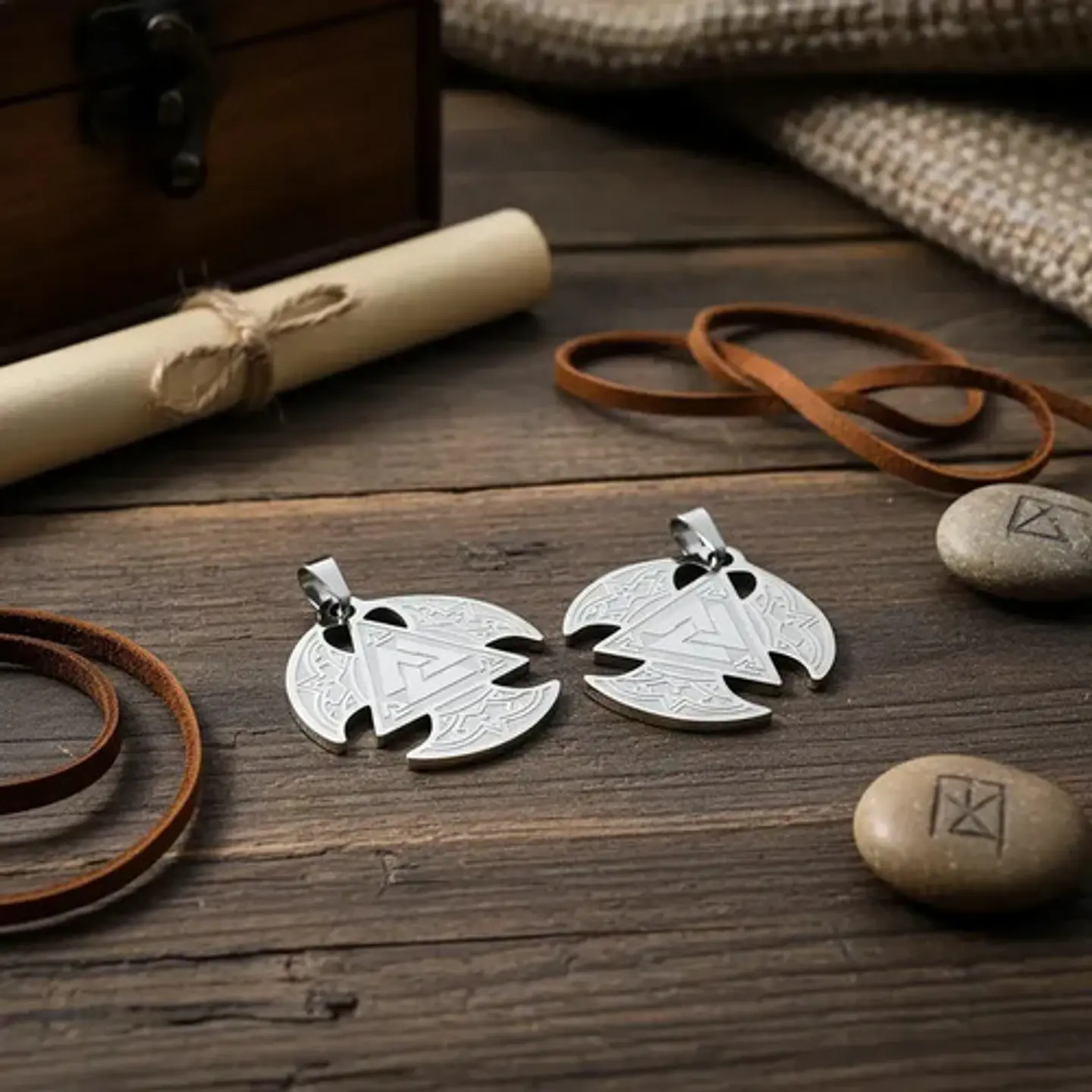 Pack X2 Vikingos De Acero Para Hombre Y Mujer Dijes Amuletos 18