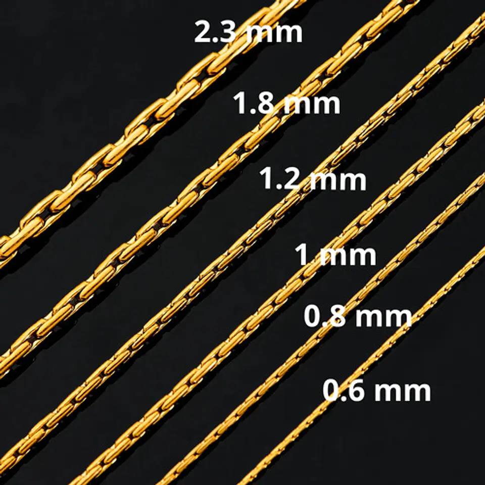 Cadena 60 Cm Para Hombre Mujer Eslabón Bambú 1.2mm Color Oro 7