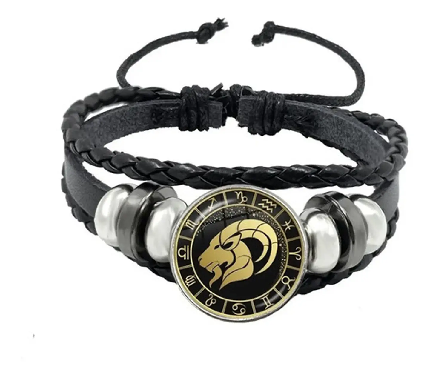Pulsera Manilla Cuero Para Hombre Mujer Con Signos Zodiacal 9