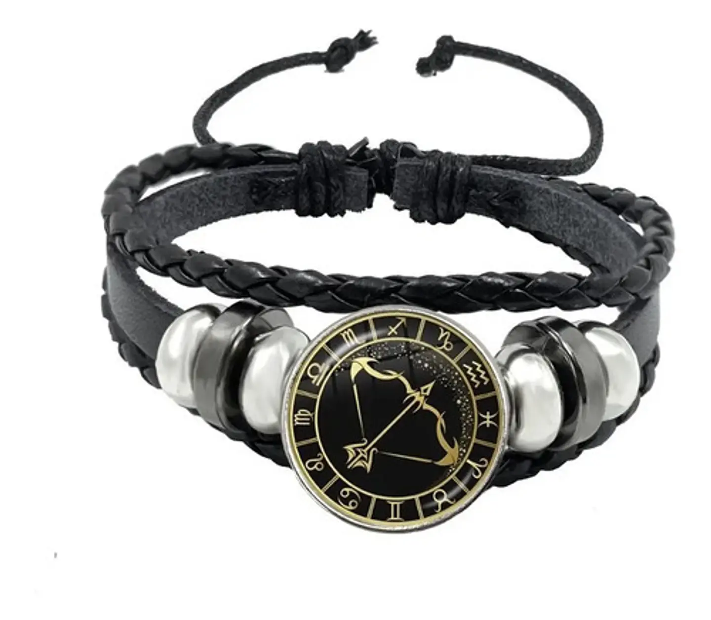 Pulsera Manilla Cuero Para Hombre Mujer Con Signos Zodiacal 40