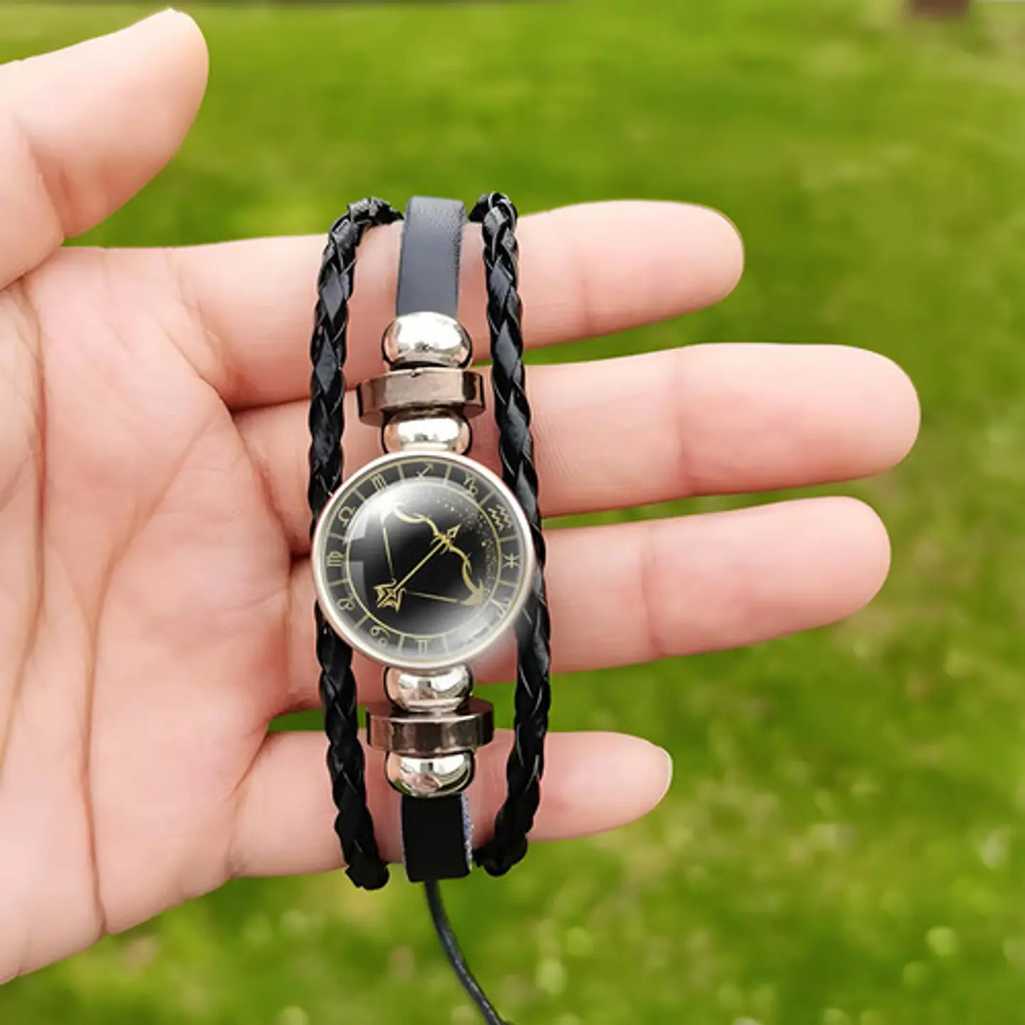 Pulsera Manilla Cuero Para Hombre Mujer Con Signos Zodiacal 42