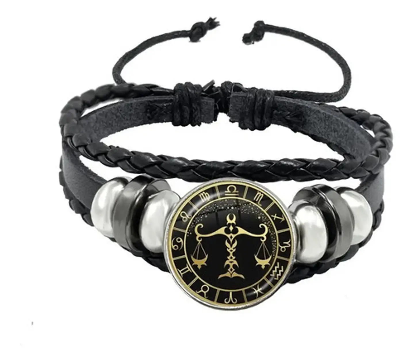Pulsera Manilla Cuero Para Hombre Mujer Con Signos Zodiacal 64