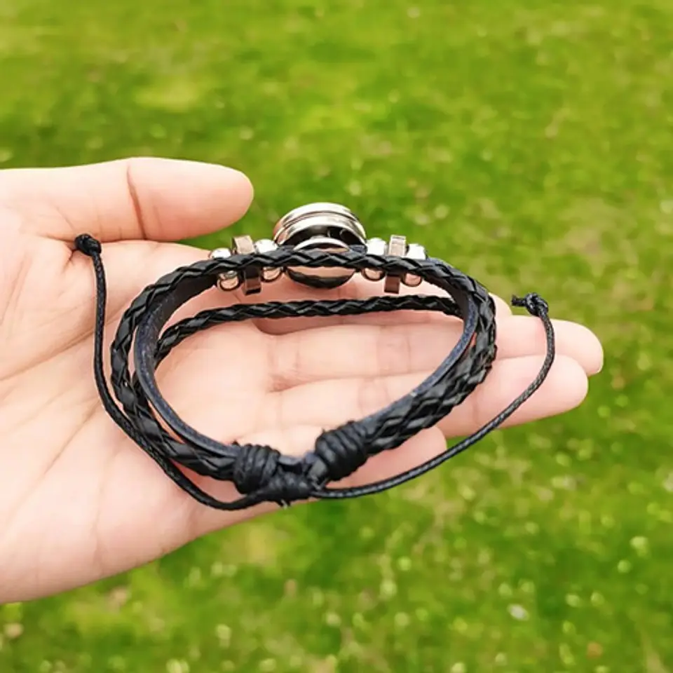 Pulsera Manilla Cuero Para Hombre Mujer Con Signos Zodiacal 83
