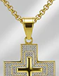 Collar Para Hombres Dije Con Piedras Cruz Brillante De Acero - Miniatura 2