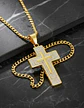 Collar Para Hombres Dije Con Piedras Cruz Brillante De Acero - Miniatura 6
