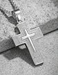 Collar Para Hombres Dije Con Piedras Cruz Brillante De Acero - Miniatura 13