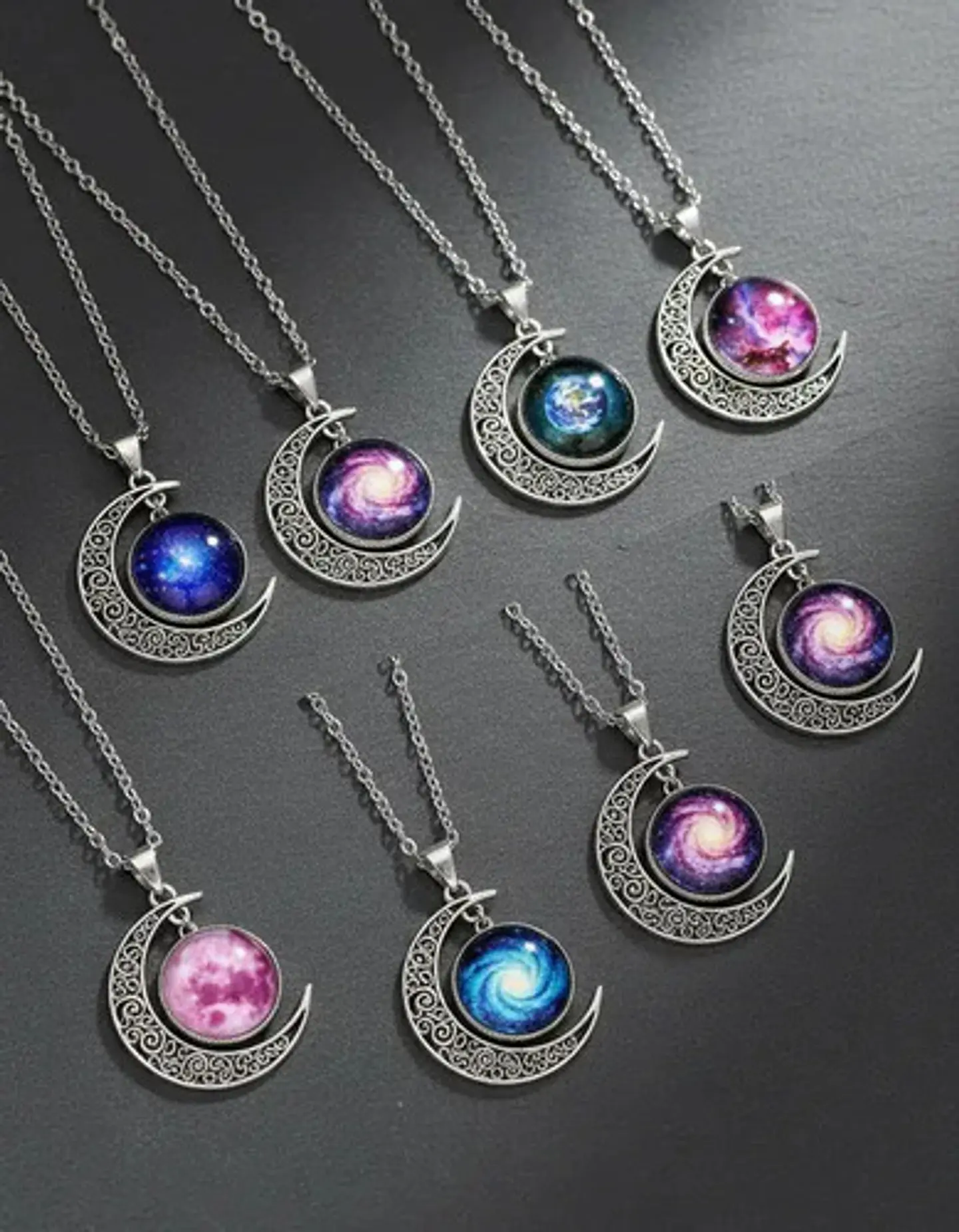 Set Combo 10 Collares Dijes Luna Galaxia Universo Nebulosas 2