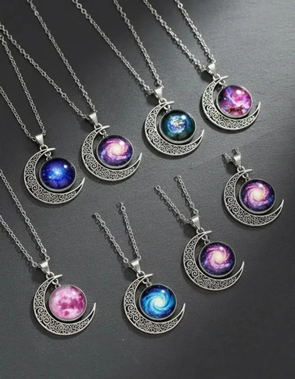 Set Combo 10 Collares Dijes Luna Galaxia Universo Nebulosas 2