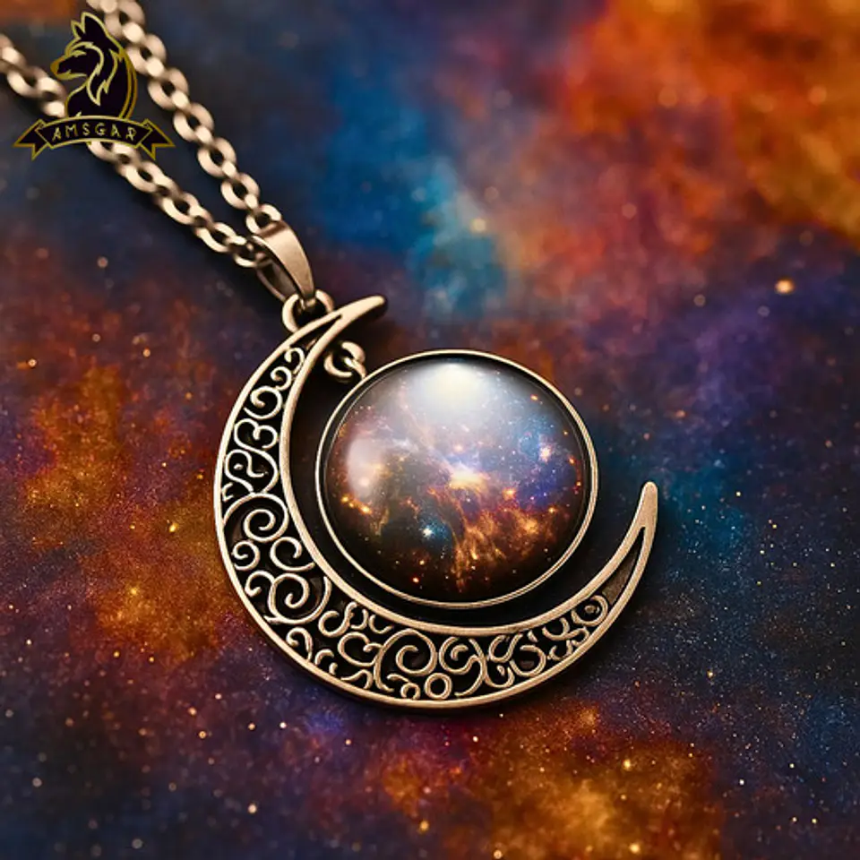 Set Combo 10 Collares Dijes Luna Galaxia Universo Nebulosas 4