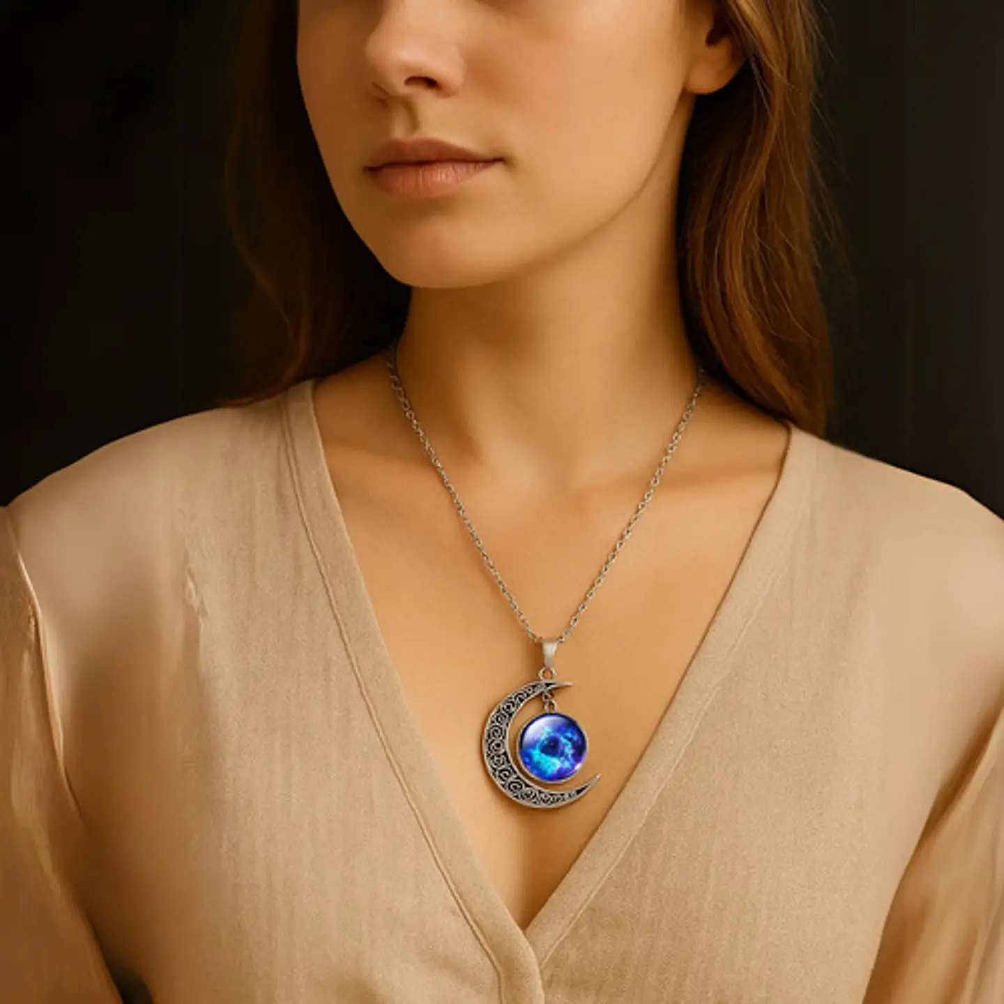Set Combo 10 Collares Dijes Luna Galaxia Universo Nebulosas 8