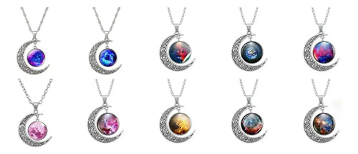 Set Combo 10 Collares Dijes Luna Galaxia Universo Nebulosas 10