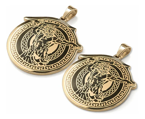 Set 2 Dijes Para Hombre Y Mujer Medallas Zeus Trueno Griego