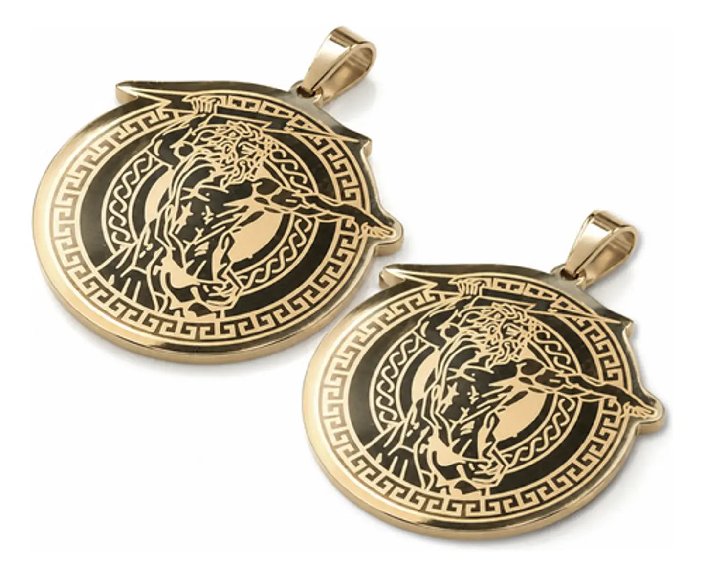 Set 2 Dijes Para Hombre Y Mujer Medallas Zeus Trueno Griego 1